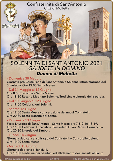 Festeggiamenti Sant'Antonio 2021 Festeggiamenti Sant'Antonio 2021